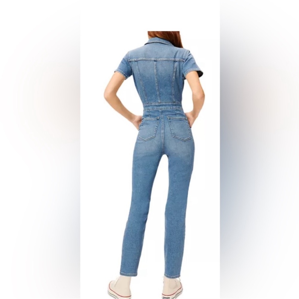 NWT Good American Utility Medium Wash Jumpsuit Sz 2/M Zip